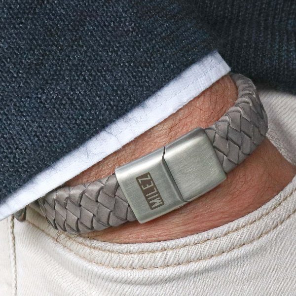 Leren heren armband grijs M – Bild 2