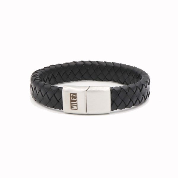 Herren Lederarmband schwarz M