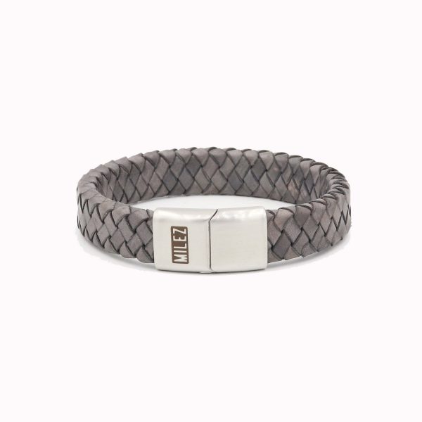 Herren Lederarmband grau M