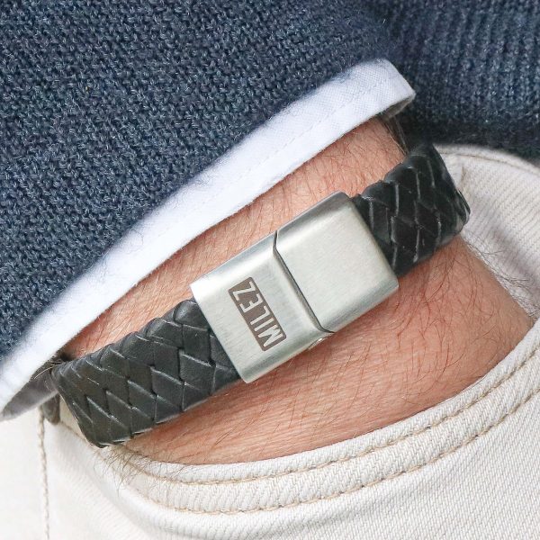 Leren heren armband zwart M – Bild 3