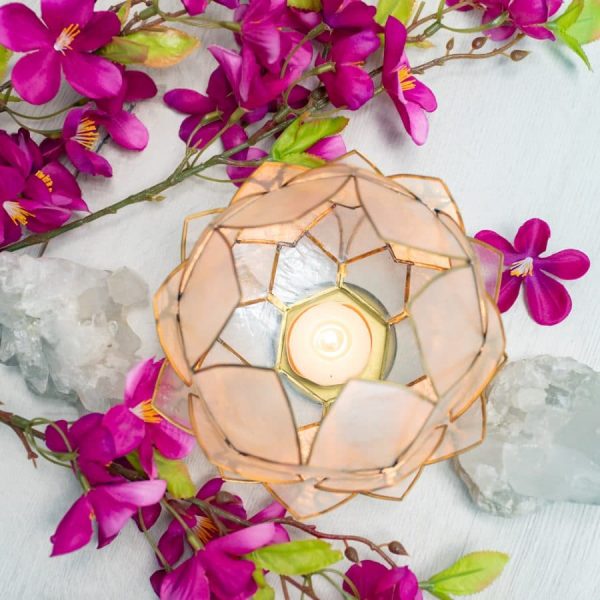 Lotus Sfeerlicht Naturel Goudrand | Groot – Bild 2