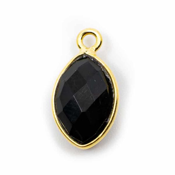 Edelstein-Anhänger Schwarzer Onyx 925 Silber & vergoldet (12 mm)