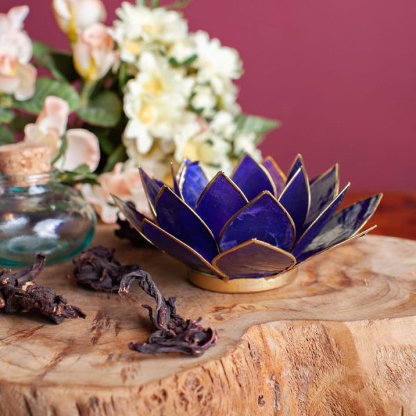 Lotus Sfeerlicht Indigo 6e Chakra Goudrand – Bild 2
