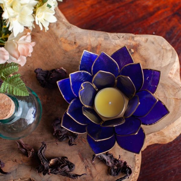Lotus Sfeerlicht Indigo 6e Chakra Goudrand – Bild 3