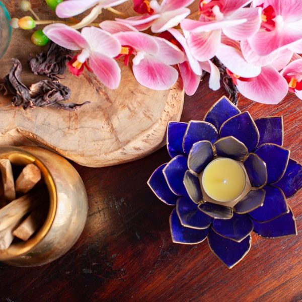 Lotus Sfeerlicht Indigo 6e Chakra Goudrand – Bild 4