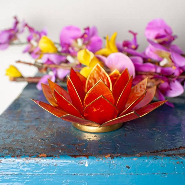 Lotus Sfeerlicht Oranje 2e Chakra Goudrand – Bild 2