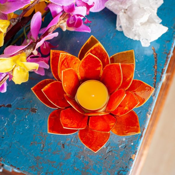Lotus Sfeerlicht Oranje 2e Chakra Goudrand – Bild 3