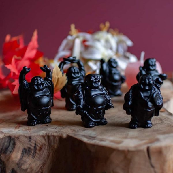Happy Boeddha Beeld Staand Polyresin Zwart | set van 6 | ca. 7 cm – Bild 3
