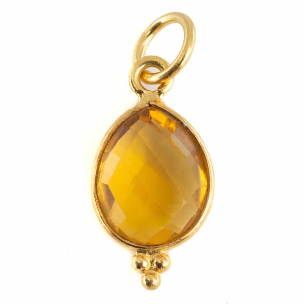 Geboortesteen Hanger November Citrien 925 Zilver & Verguld | 10 mm