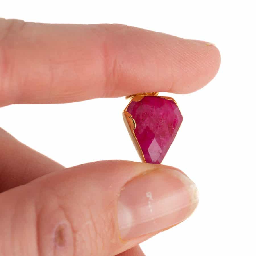 Edelsteen Hanger Robijn (gekleurd) Diamantvorm | Verzilverd | 15 x 12 mm – Bild 2