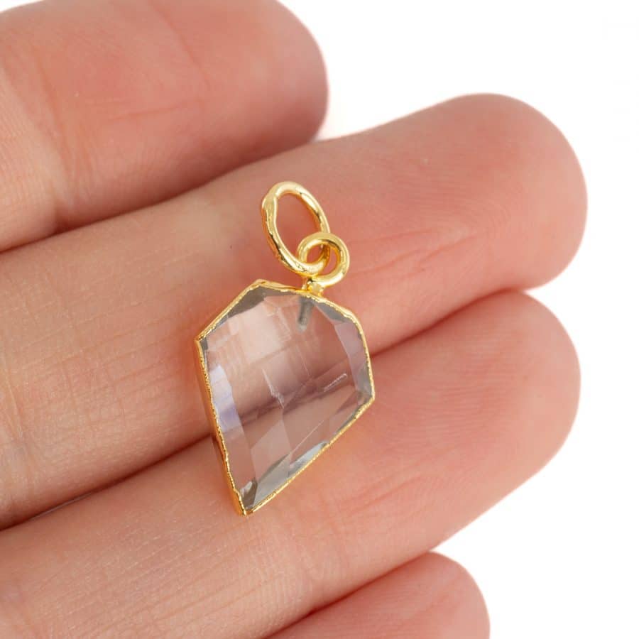 Edelsteen Hanger Bergkristal Diamantvorm | Verguld | 15 x 12 mm – Bild 2