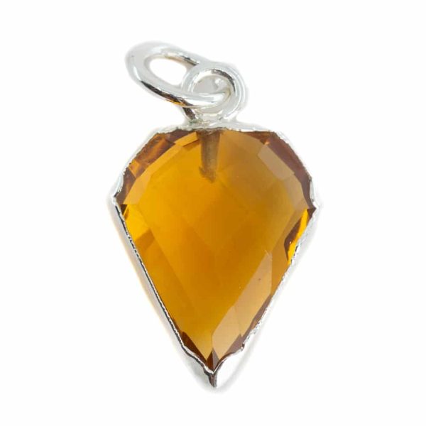 Edelstein-Anhänger Citrin Diamantform | Versilbert | 15 x 12 mm