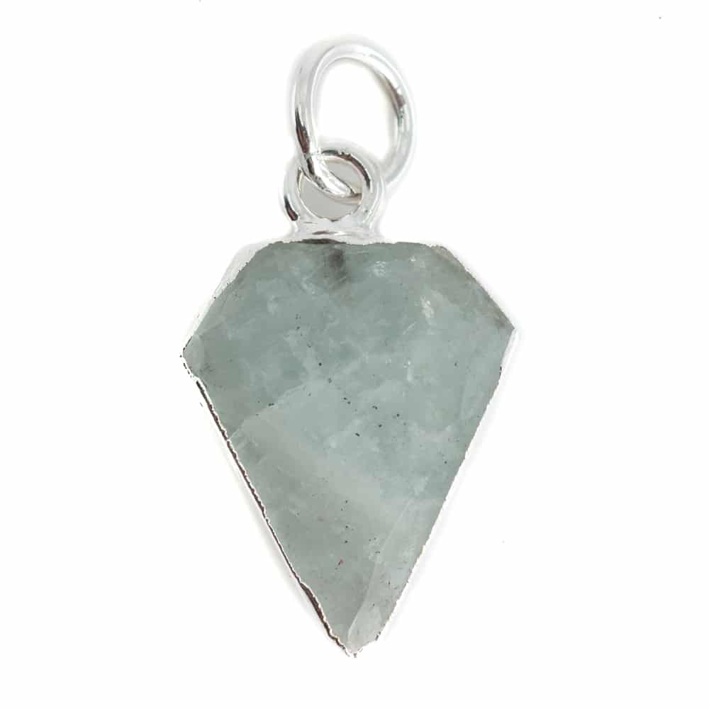 Edelstein-Anhänger Aquamarin Diamantform | Versilbert | 15 x 12 mm