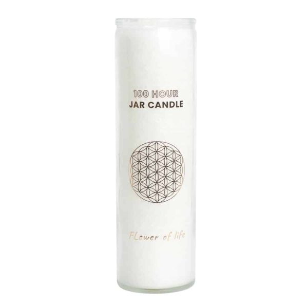 Fair Trade Flower of Life Stearine Kaars in Glas | Wit (100 Branduren)