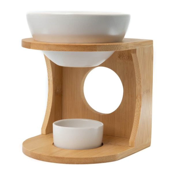 Luxe Aromabrander Bamboe Standaard | Wit