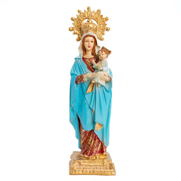Statue von Mutter Maria mit Jesuskind Krone | Handbemalt (30 cm)