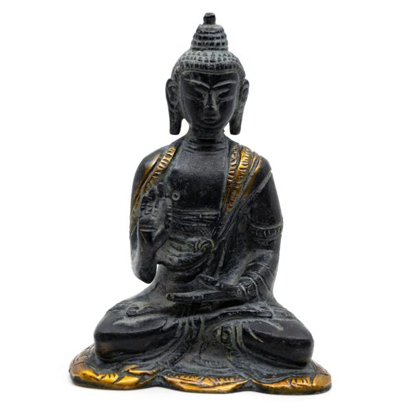 Buddha-Statue Antike Ausführung | Messing | Lehre (12 cm)