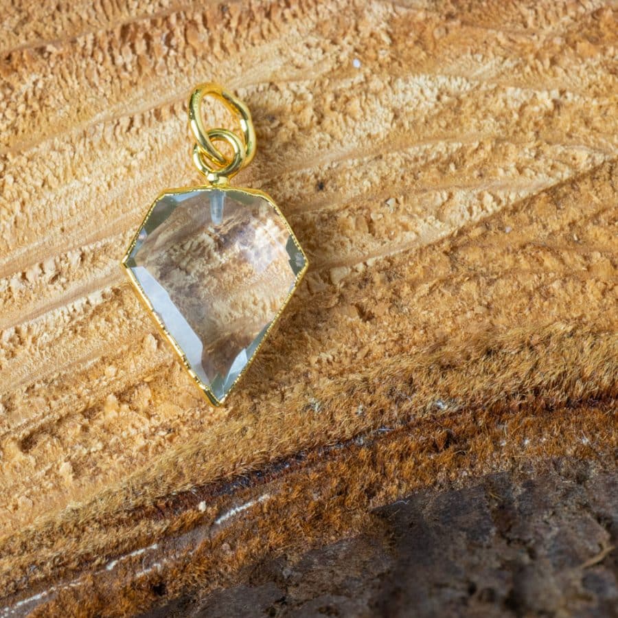 Edelsteen Hanger Bergkristal Diamantvorm | Verguld | 15 x 12 mm – Bild 3