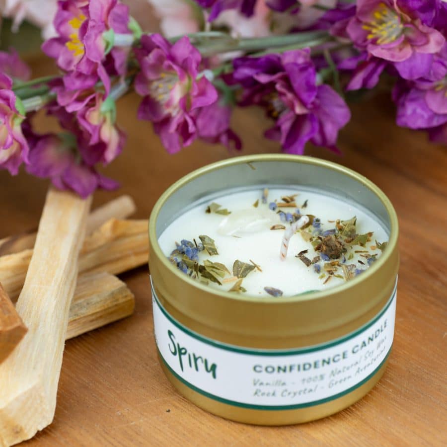 Edelsteen Spell Geurkaars | Groene Aventurijn & Bergkristal | Zelfvertrouwen – Bild 4