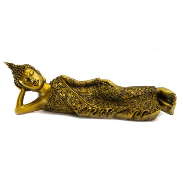 Thai Buddha Statue Liegend Polyresin Gold | 35 x 8 cm