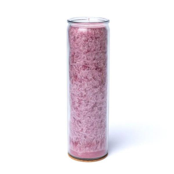 Kaars stearine oudroze geurloos | 21x6.5 cm