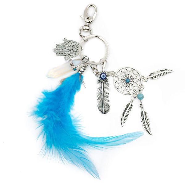 Schlüsselanhänger Dreamcatcher mit Opalite Double Butterfly