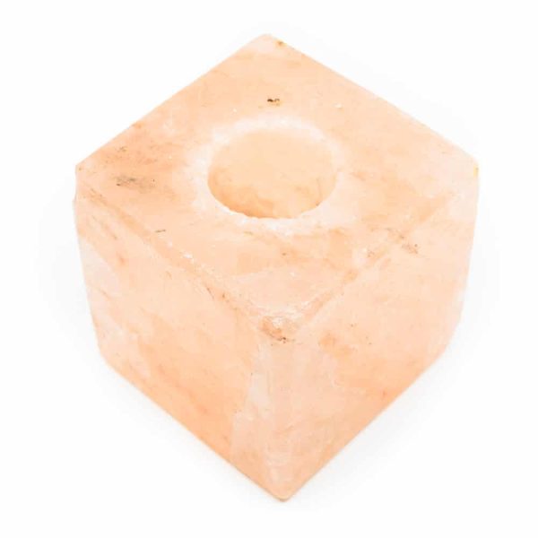 Salzstein-Wachslicht-Halter Orange Würfel (1,3 kg) ca. 12 x 12 cm