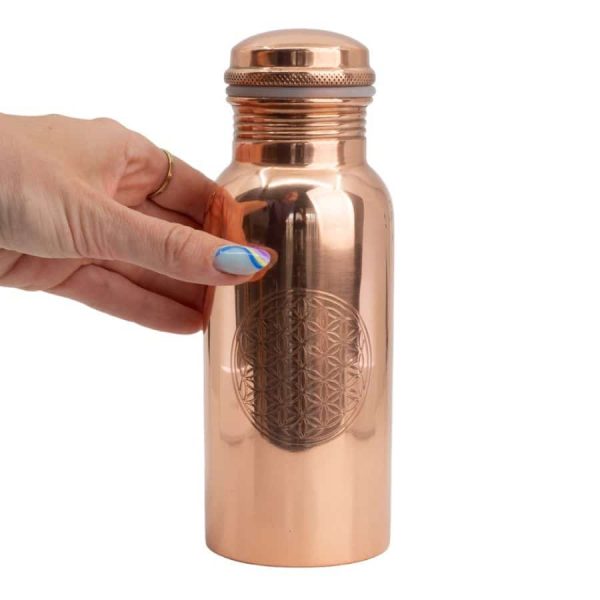 Koperen Waterfles Flower of Life Geëtst – 500 ml – Bild 3