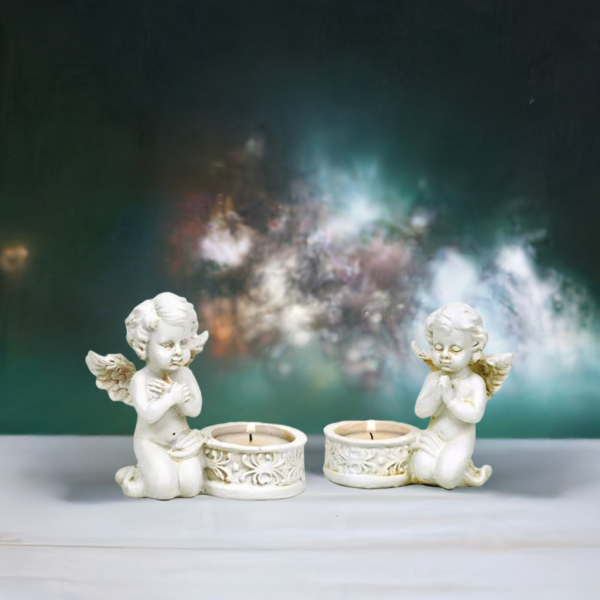 Twee engeltjes met waxinelichthouders | 234 g; 10x9 cm – Bild 2