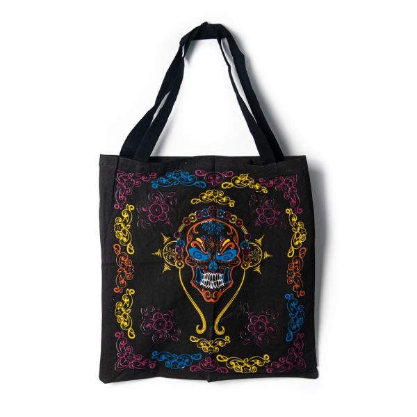 Tote Tasche Baumwolle | Totenkopf mit Kopfhörer (45 cm)