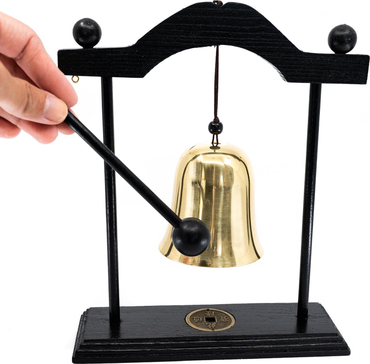 Feng Shui Tafelgong Bel met Klopper en Zwart Frame (25 cm) – Bild 2