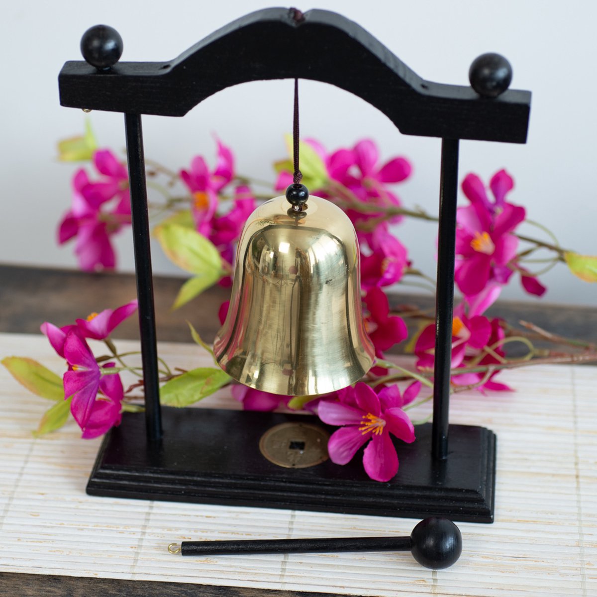 Feng Shui Tafelgong Bel met Klopper en Zwart Frame (25 cm) – Bild 3