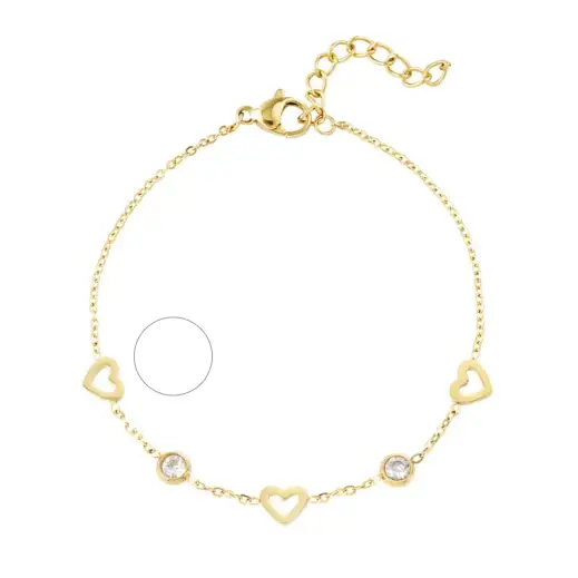 Armband Crystal Hart Gold Plated