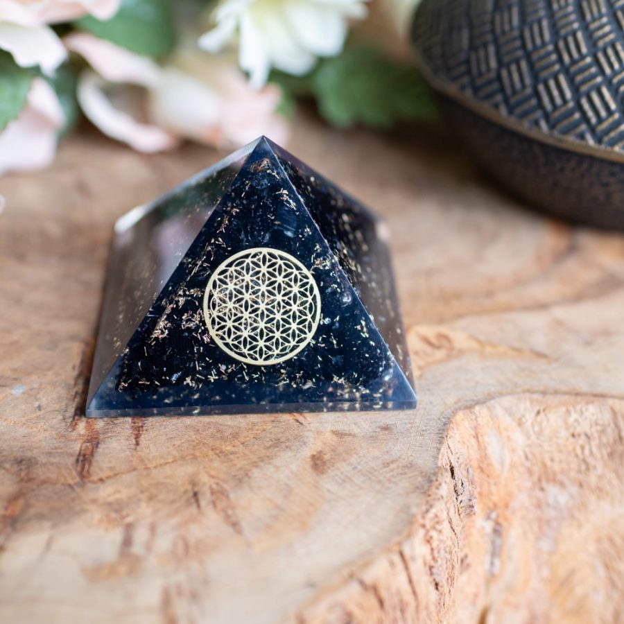 Orgonite Piramide Zwarte Toermalijn | Flower of Life | (40 mm) – Bild 2