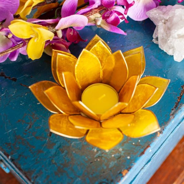 Lotus Sfeerlicht Geel 3e Chakra Goudrand – Bild 3