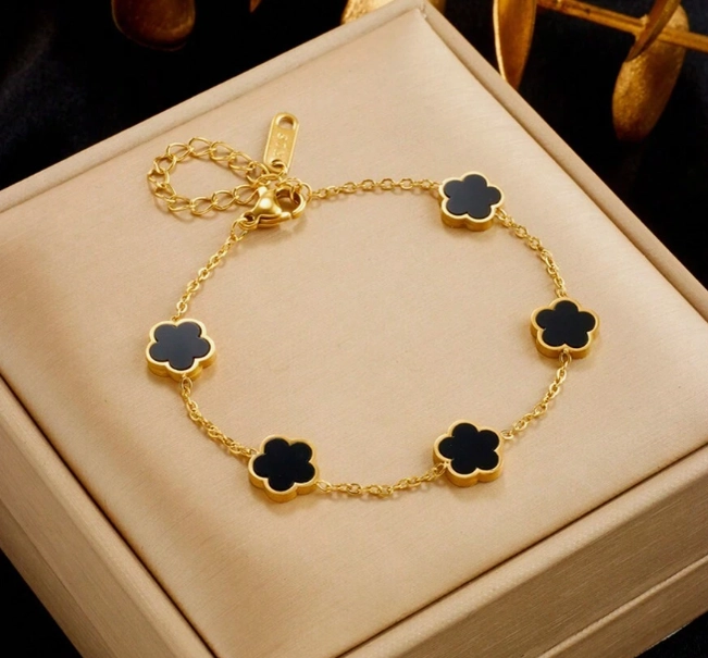 Armband Klaver Gold Plated Black – Bild 2