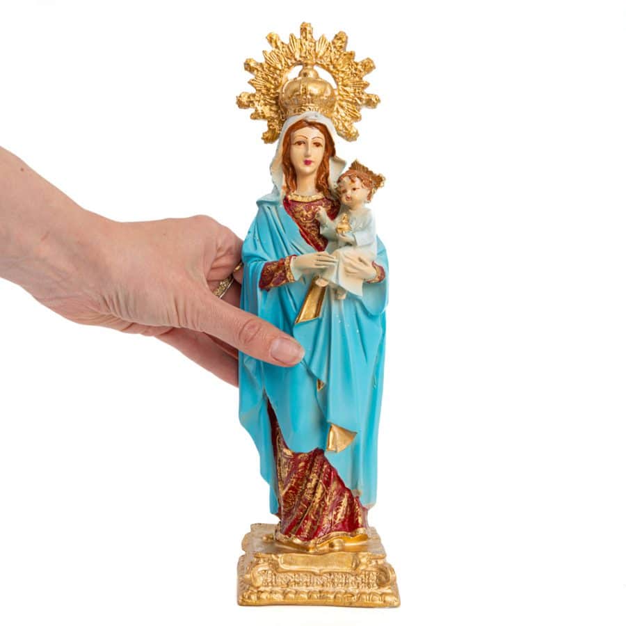Beeld van Moeder Maria met Kindje Jezus Kroon | Handgeschilderd (30 cm) – Bild 3