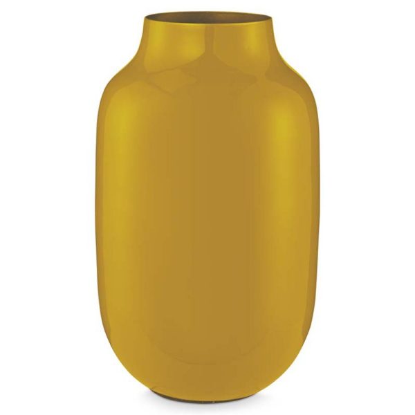 Ovale Vase Metall Gelb 30cm