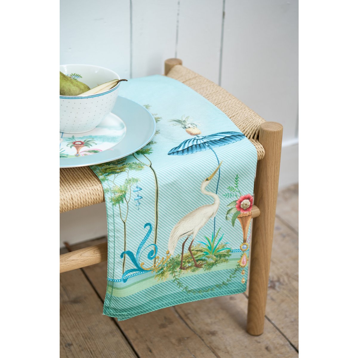 Theedoek Jolie Heron Big Blauw 50x70cm – Bild 2