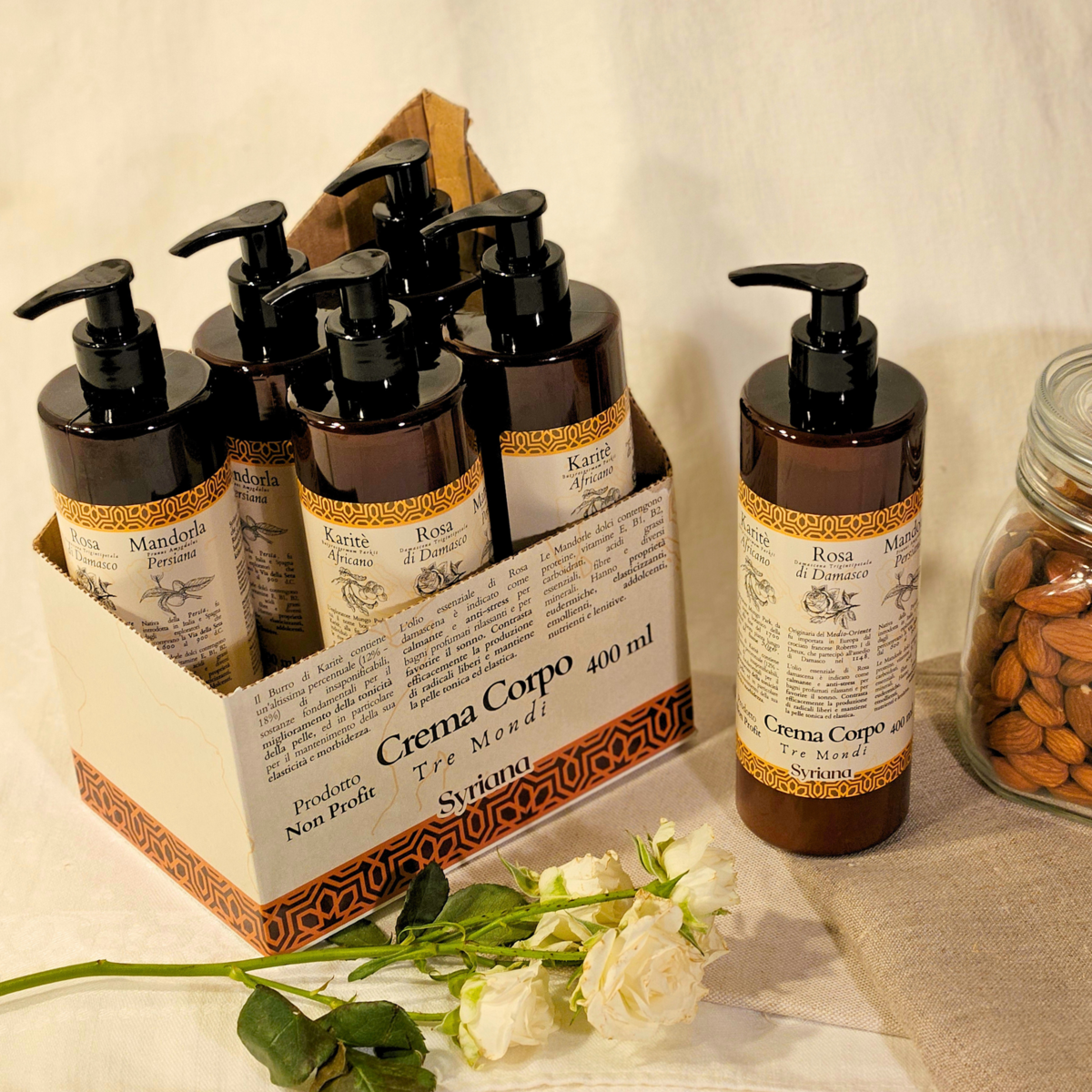 Body Cream "3 worlds" Shea Butter, Almond and Damascus Rose – Bild 2