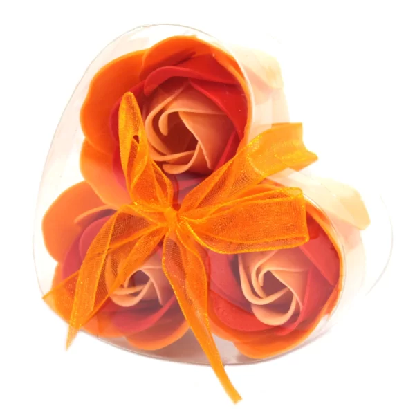 3er Set herzförmige Seifenblumenbox | Pfirsich Rose