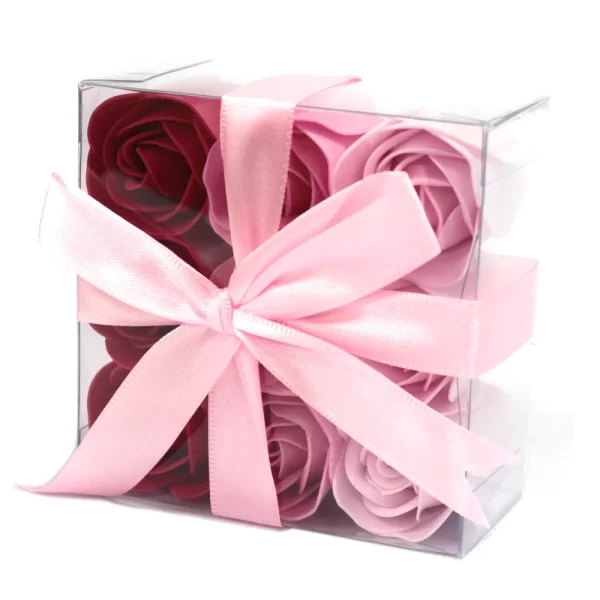 Set mit 9 Seifenblumen | rosa Rosen