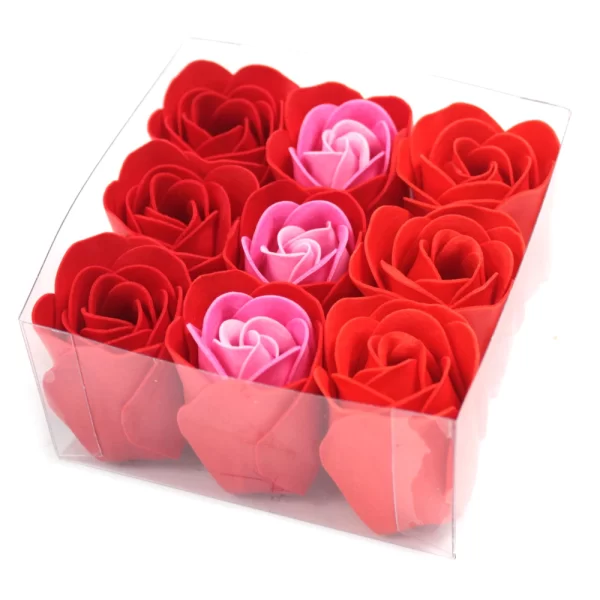 Set van 9 Zeepbloemen | Rode Rozen – Bild 2