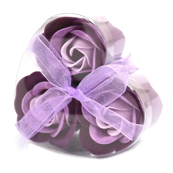 3er Set herzförmige Seifenblumenbox | Lavendel