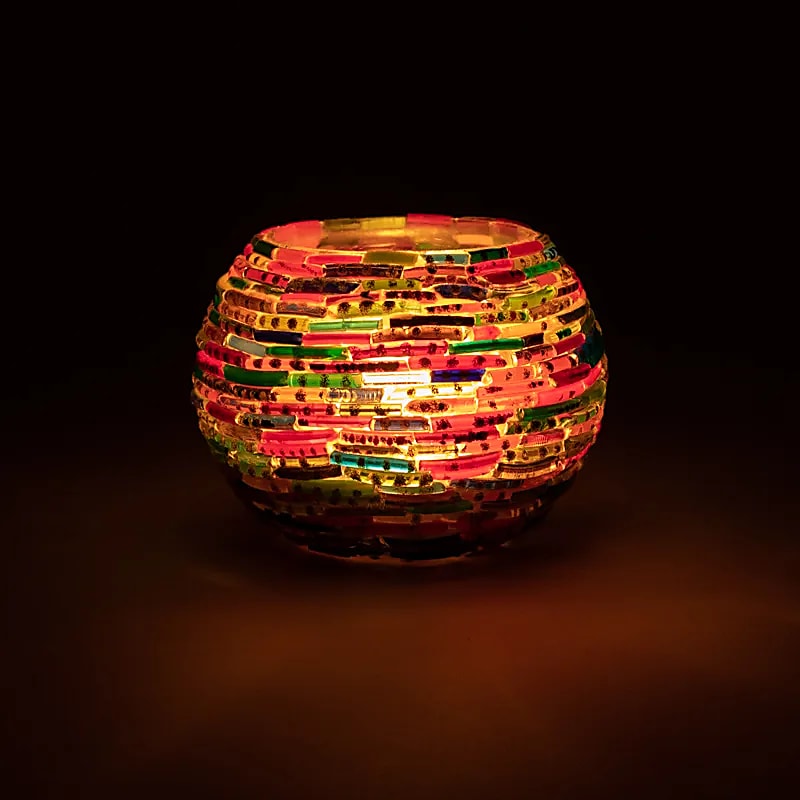 Theelichthouder | Mozaïek Gekleurde Strepen ± 7,5 cm – Bild 2