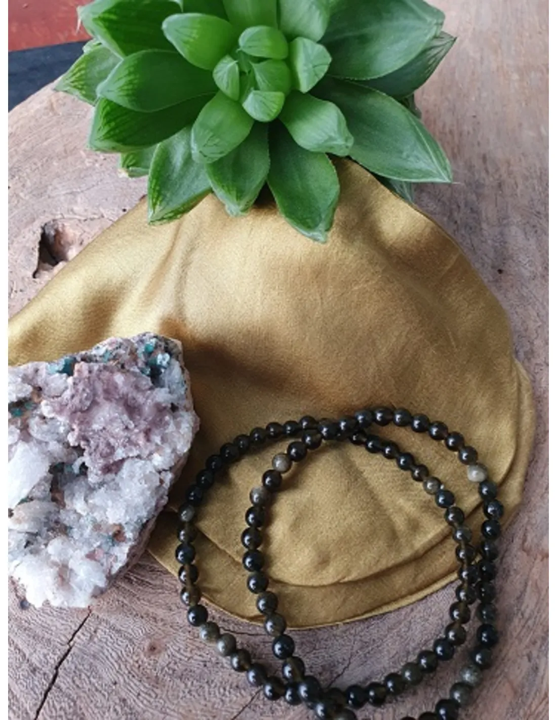 Kralenarmband | Obsidiaan Goud 4 mm – Bild 3