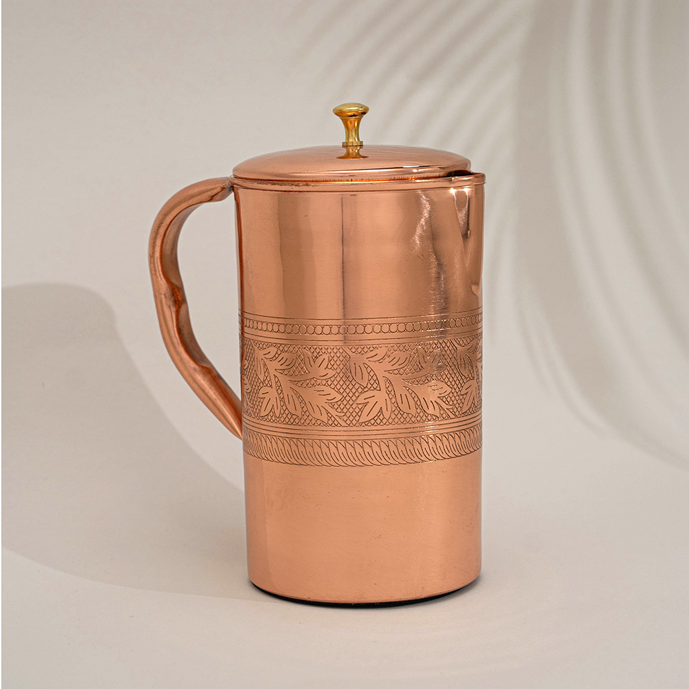 Koperen Kan | Gegraveerd Bloempatroon ±1,5 Liter – Bild 2