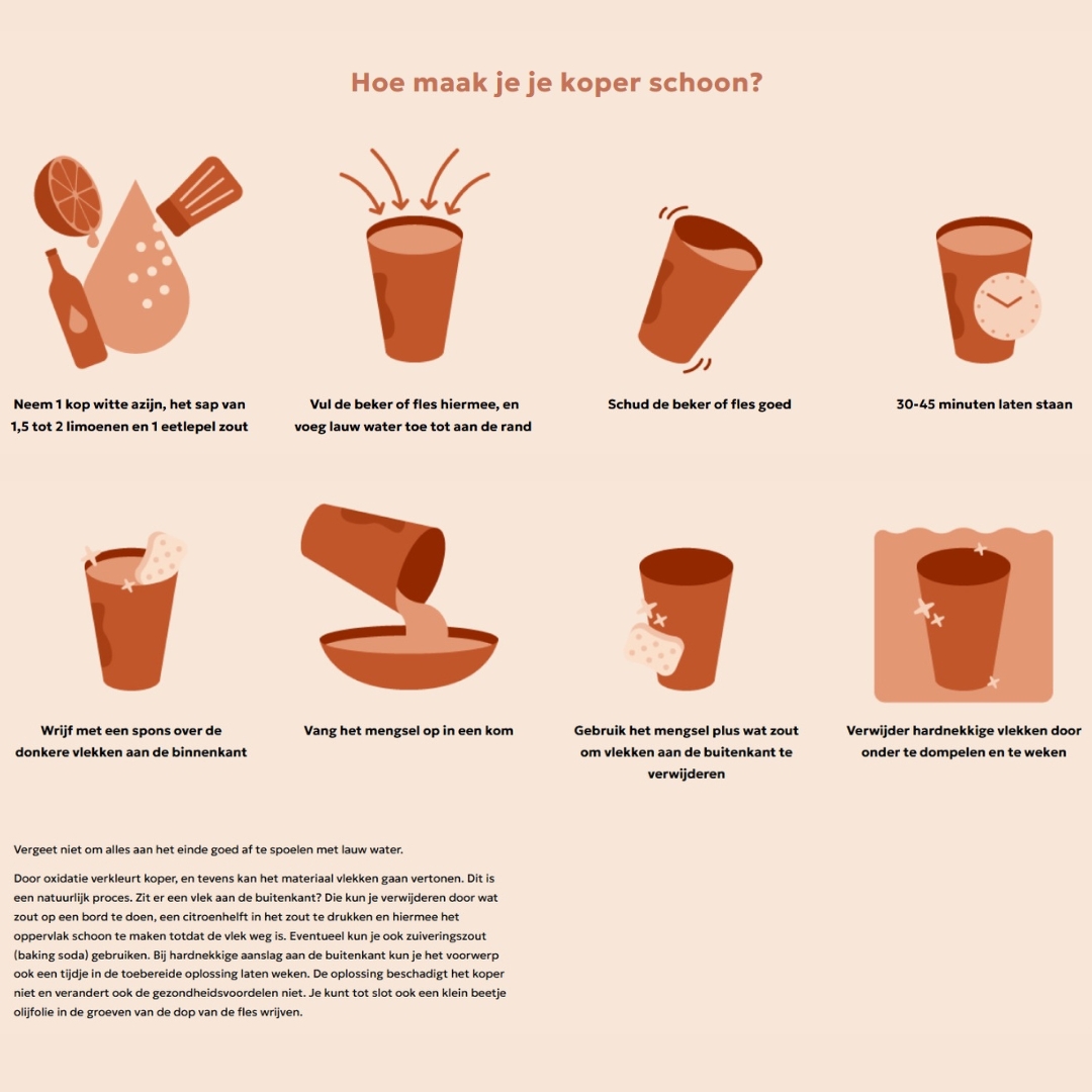 Koperen Set | Fles met 2 Bekers Bloemmotief ±750 ml – Bild 7